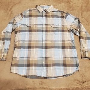 Sonoma Men's Tan & Blue Plaid Flannel, 2XL